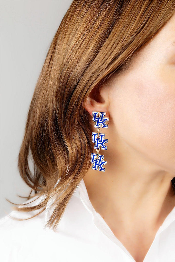 Kentucky Wildcats Triple Drop Enamel Earrings - FINAL SALE - Canvas Style