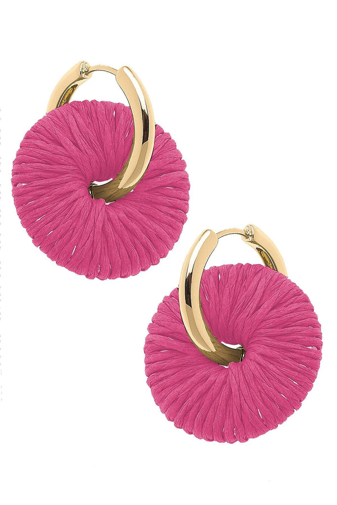 Key West Raffia Earrings in Pink - Canvas Style