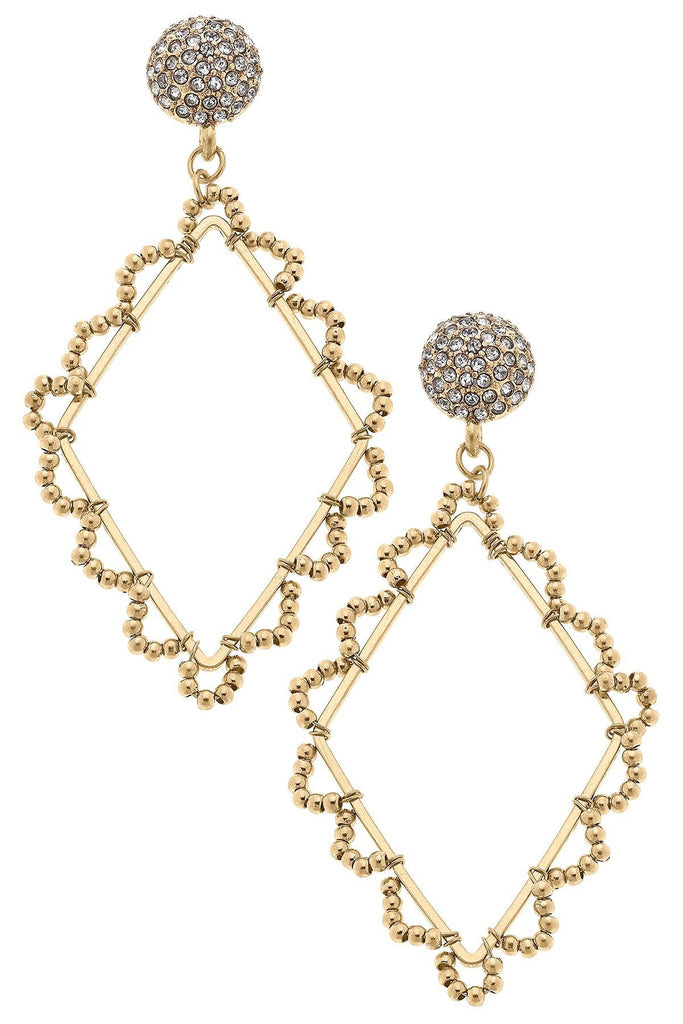 Kyle Bead & Pavé Open Diamond Drop Earrings in Worn Gold - Canvas Style