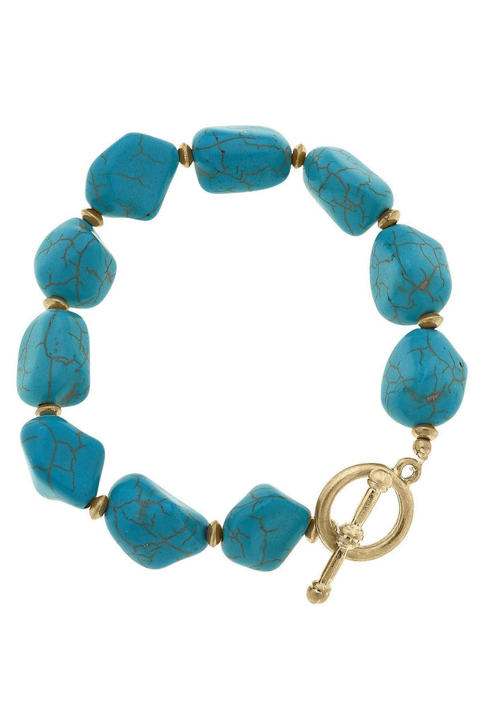 Levi Turquoise Beaded Stretch Toggle Bracelet - Canvas Style