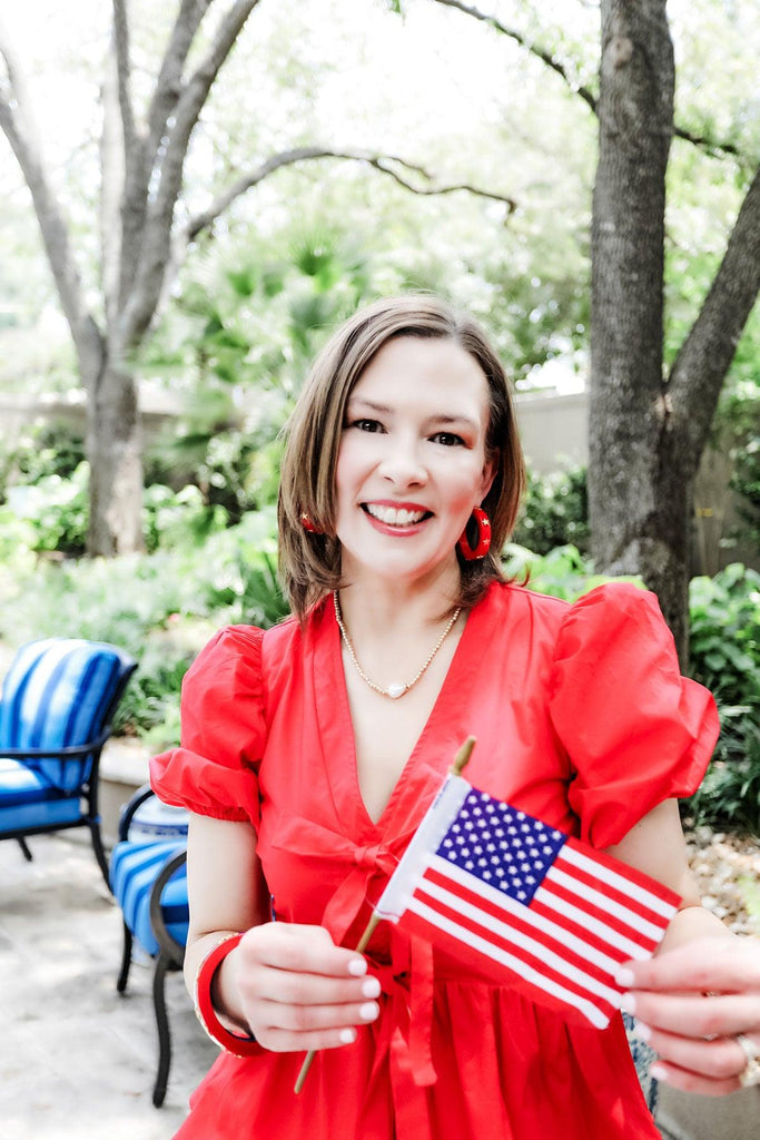 Liberty Star Resin Hoop Earrings in Red - Canvas Style