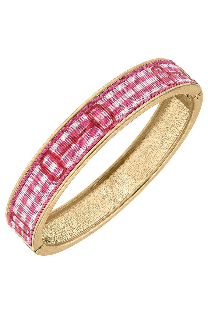 Lindsey Gingham Horsebit Bangle in Pink - Canvas Style