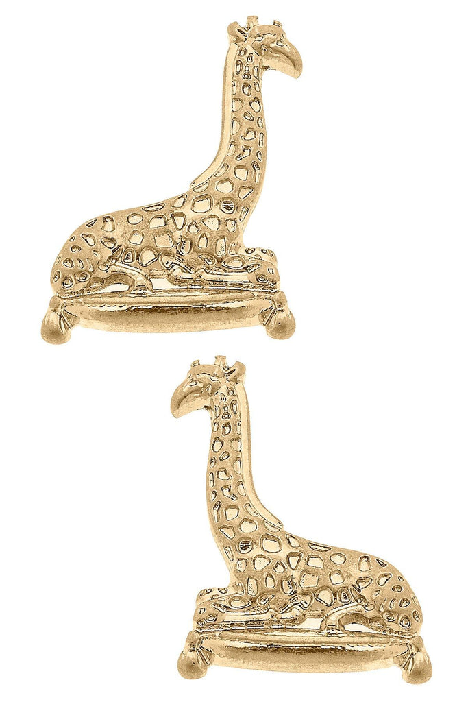 Lou Giraffe Stud Earrings in Worn Gold - Canvas Style