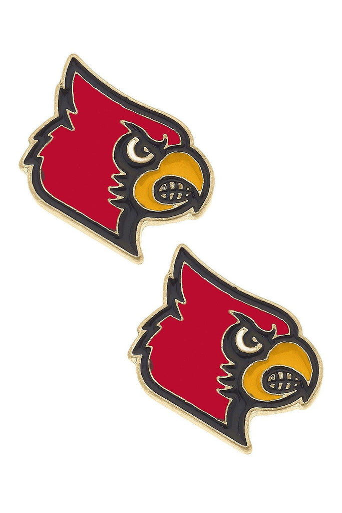 Louisville Cardinals Enamel Stud Earrings in Red/Black - Canvas Style