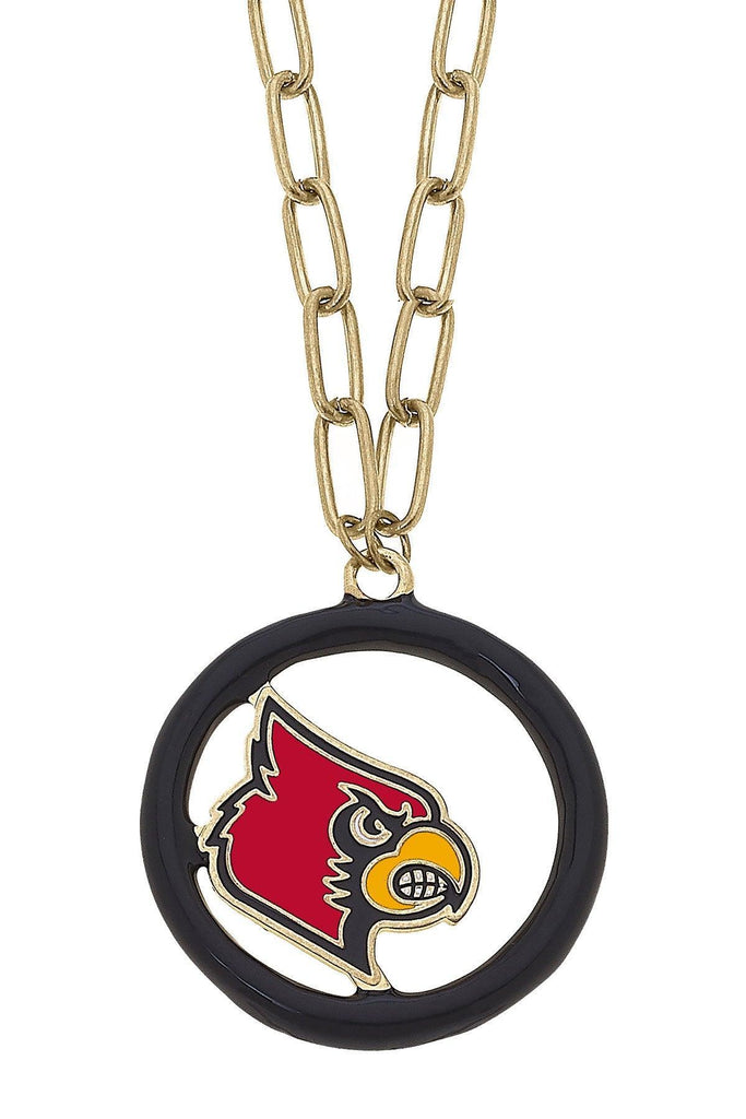 Louisville Cardinals Logo Enamel Medallion 32" Necklace in Red/Black - Canvas Style