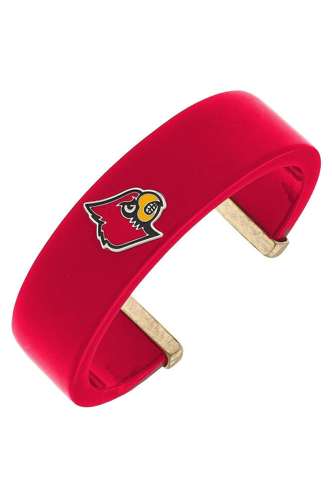 Louisville Cardinals Resin Logo Cuff Bracelet in Red - Canvas Style