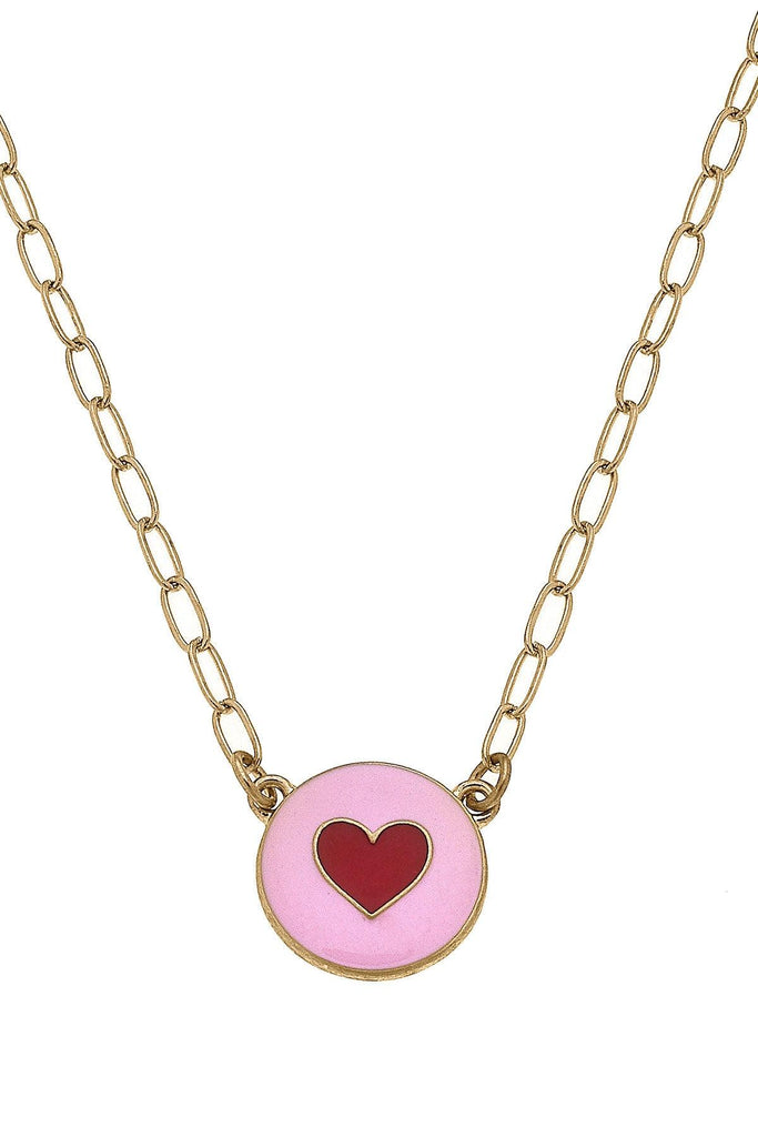 Love Heart Enamel Pendant Necklace - Canvas Style