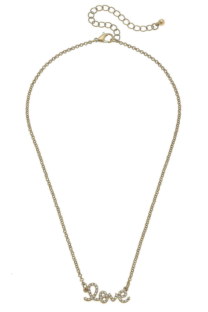Love Pearl Studded Script Necklace - Canvas Style