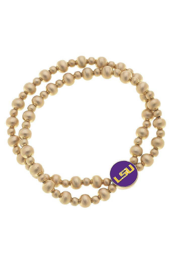 LSU Tigers 2-Row Ball Bead Stretch Bracelet - Canvas Style