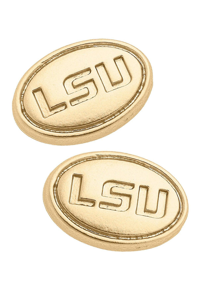 LSU Tigers 24K Gold Plated Stud Earrings - Canvas Style