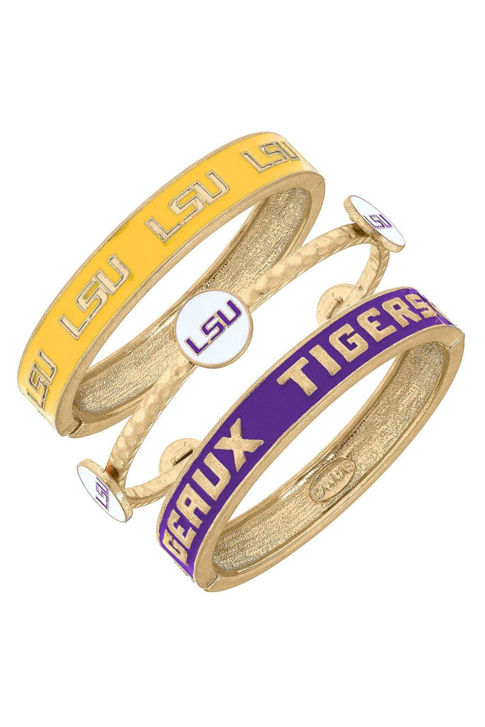 LSU Tigers Enamel Bangle Stack (Set of 3) - Canvas Style