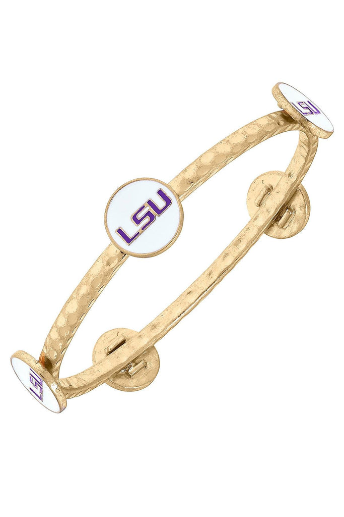LSU Tigers Enamel Claudia Bangle in White - Canvas Style