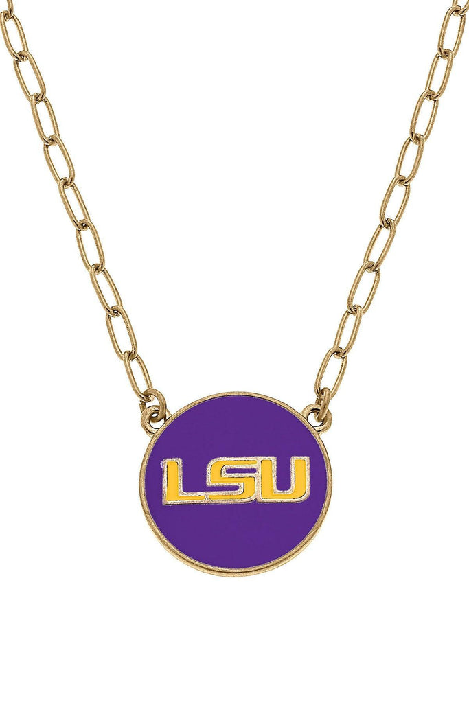 LSU Tigers Enamel Disc Pendant Necklace - FINAL SALE - Canvas Style