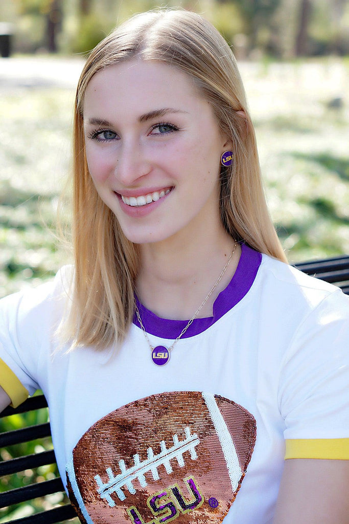 LSU Tigers Enamel Disc Pendant Necklace - FINAL SALE - Canvas Style