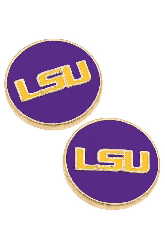 LSU Tigers Enamel Disc Stud Earrings - FINAL SALE - Canvas Style