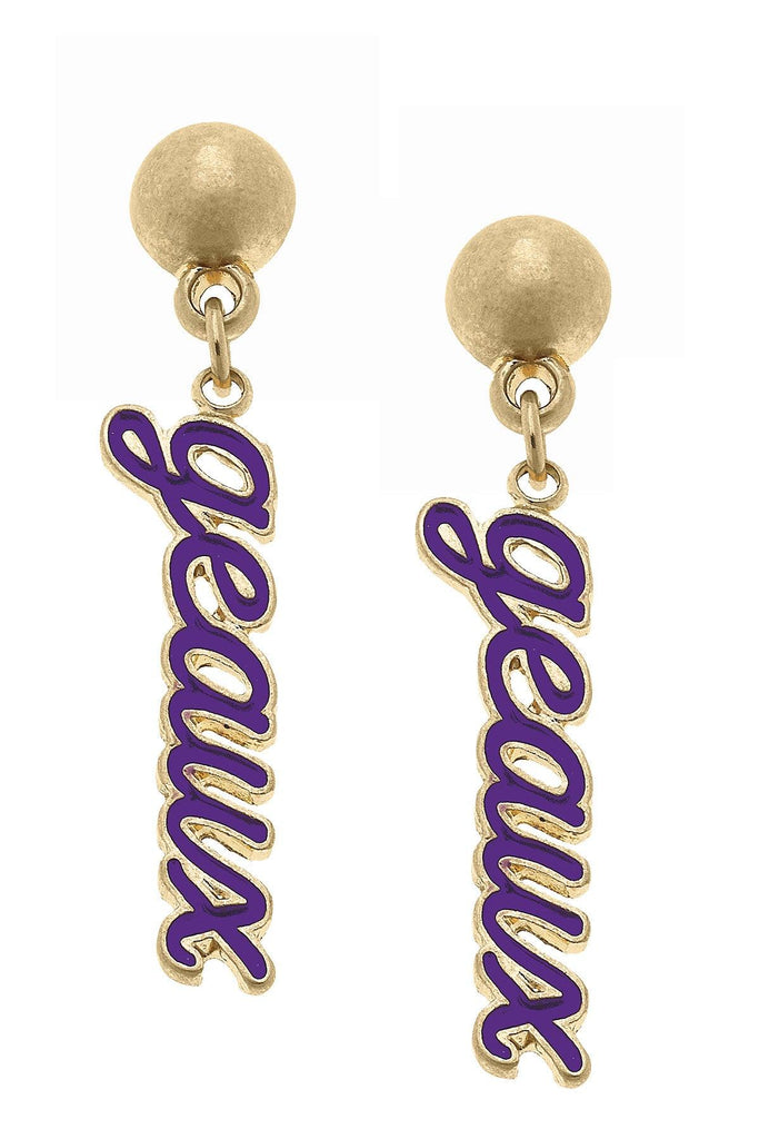 LSU Tigers Enamel Script Earrings - Canvas Style