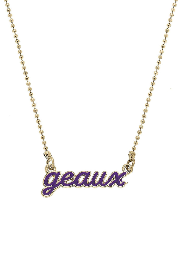 LSU Tigers Enamel Script Necklace - Canvas Style