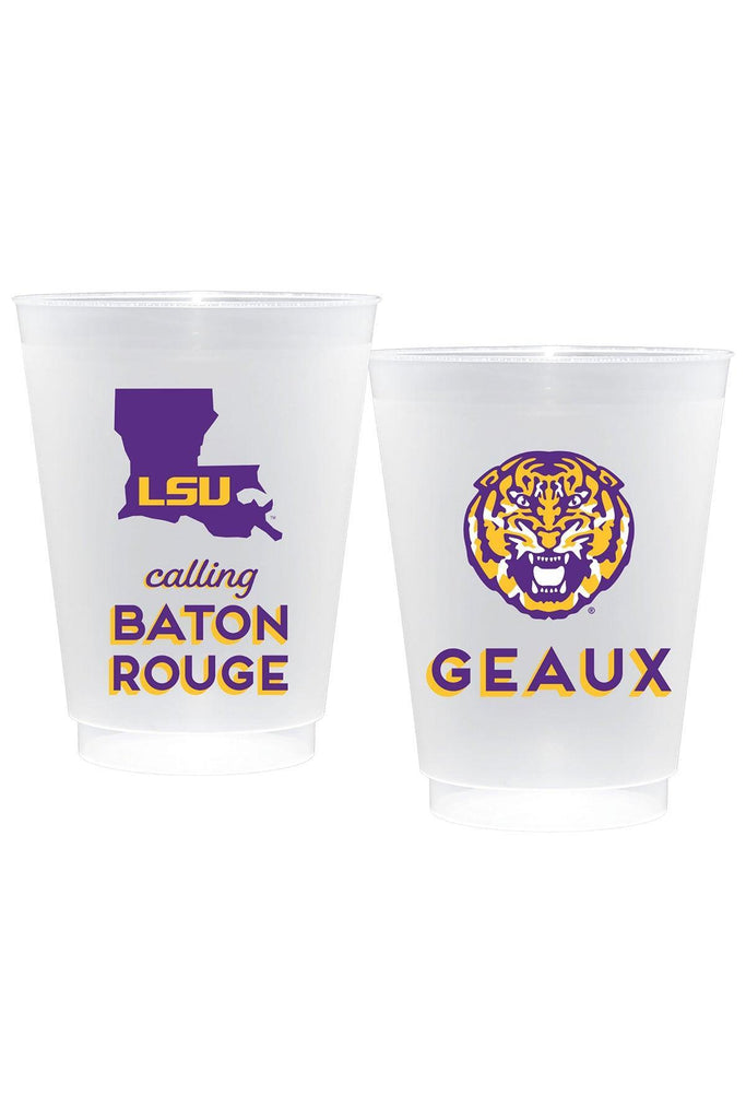 LSU Tigers Shatterproof Frost Flex Plastic Cups (Set of 10) - Canvas Style