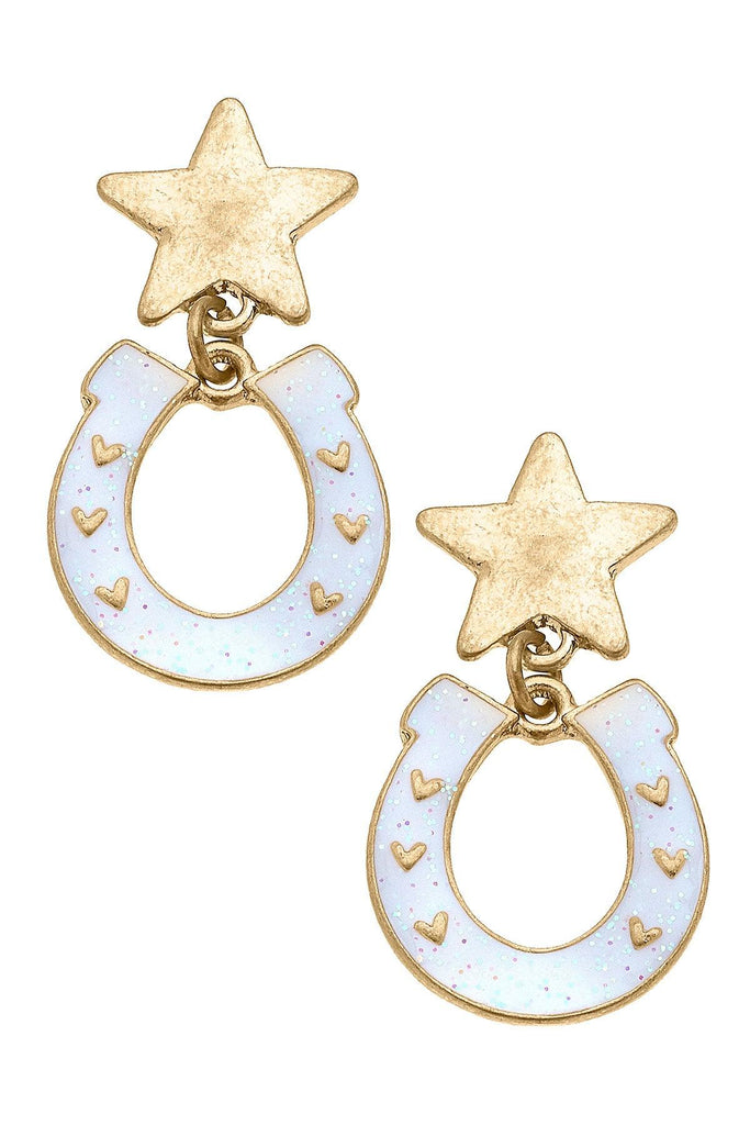 Lucky Stars Enamel Horseshoe Earrings - Canvas Style
