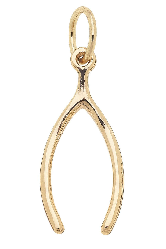 Lucky Wishbone Charm in Shiny Gold - Canvas Style