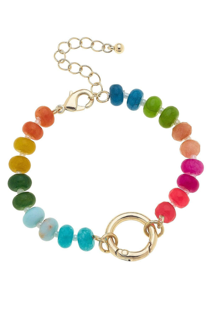 Lucy Gemstone Beaded Charm Bracelet Base in Rainbow Multi – Canvas
