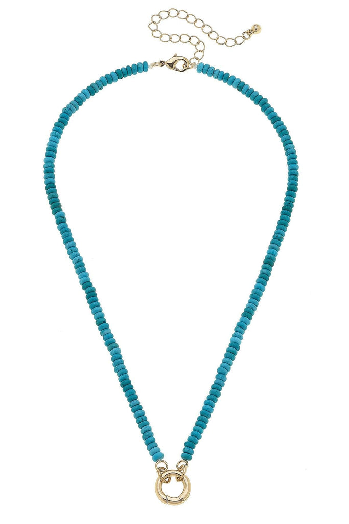 Lucy Gemstone Beaded Charm Necklace Base in Turquoise - Canvas Style