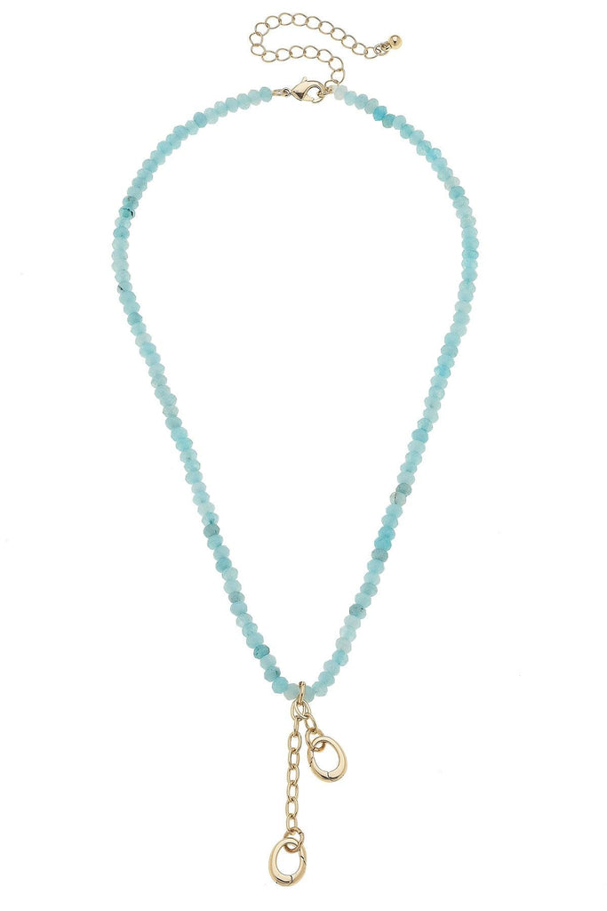 Lucy Gemstone Beaded Multi-Charm Necklace Base in Light Blue - Canvas Style