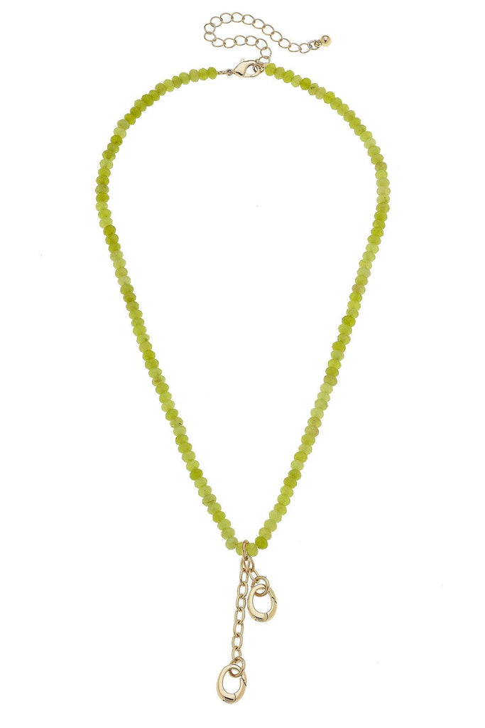 Lucy Gemstone Beaded Multi-Charm Necklace Base in Lime Green - Canvas Style