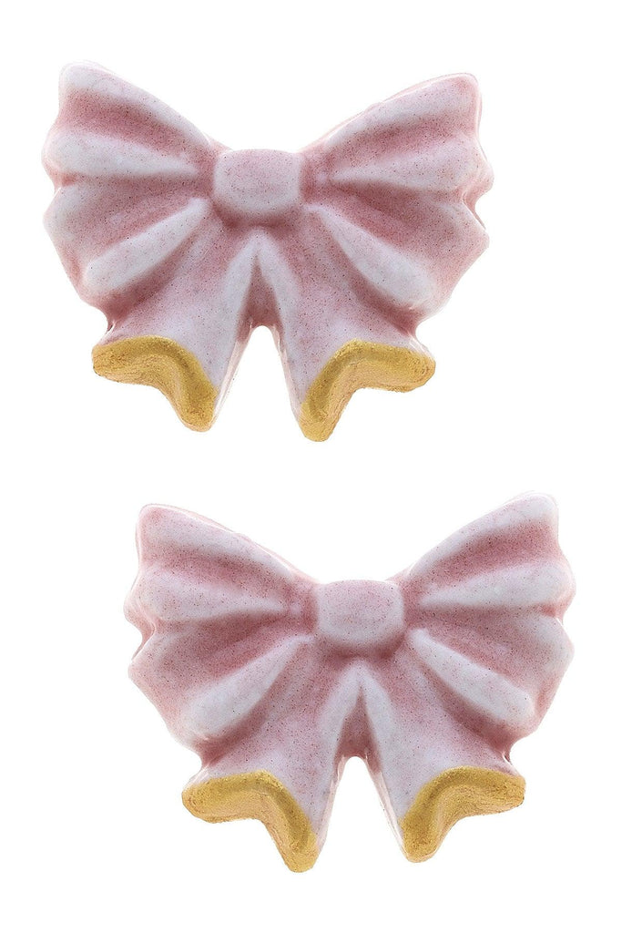 Lucy Porcelain Bow Stud Earrings in Pink - Canvas Style