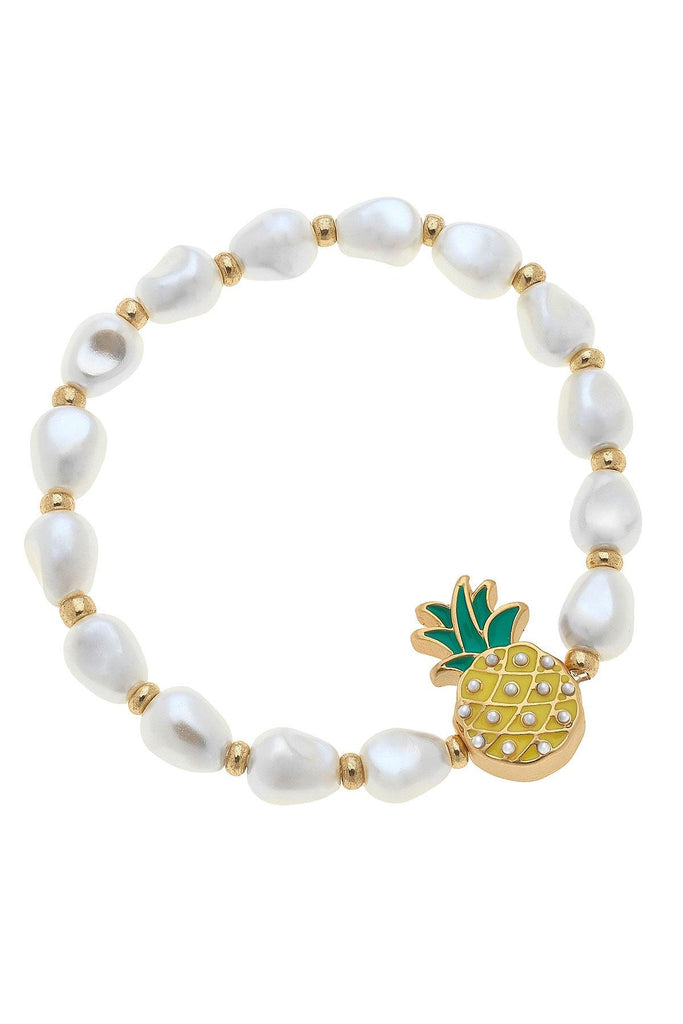 Madeleine Pearl & Pineapple Children's Bracelet in Yellow - Canvas Style