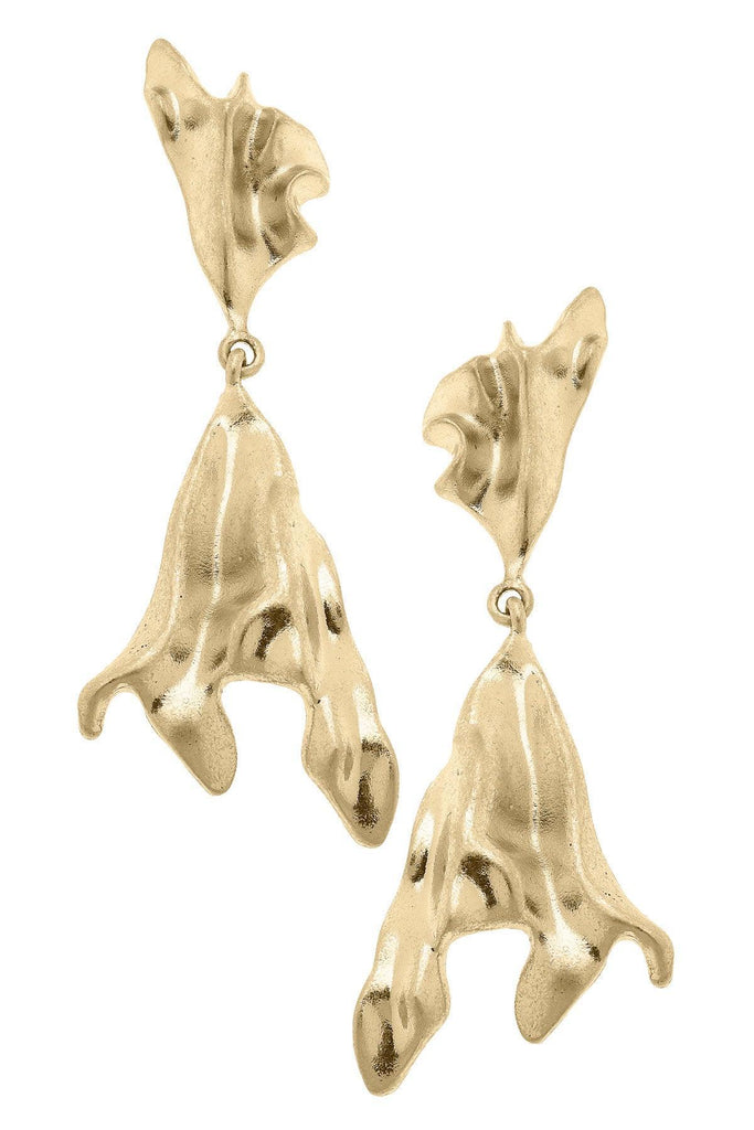 Majorca Molten Metal Statement Earrings in Worn Gold - Canvas Style