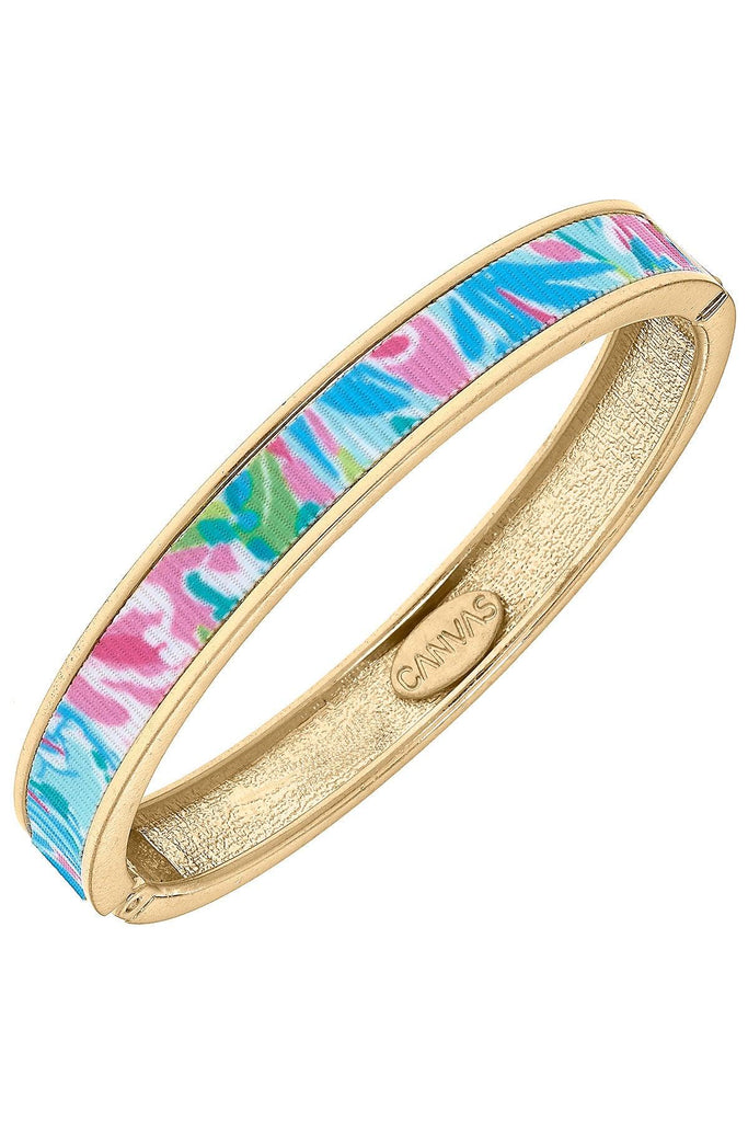 Makenzie Tropical Hinge Bangle in Blue - Canvas Style