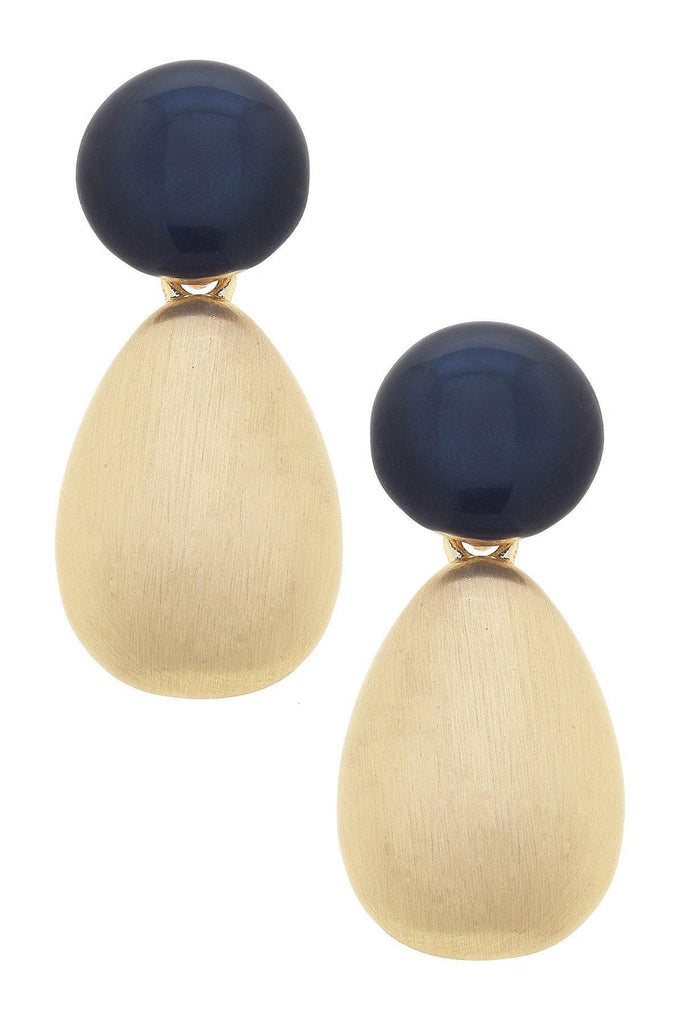 Mallory Marbled Resin Teardrop Earrings in Navy - Canvas Style