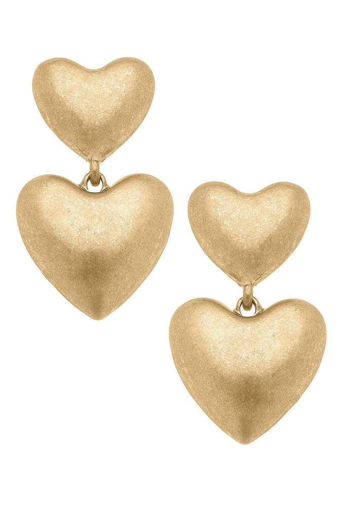 Margo Puffy Heart Statement Earrings - Canvas Style