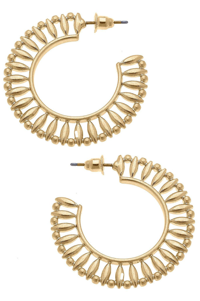 Mari Scalloped Hoop Earrings in Worn Gold - Canvas Style
