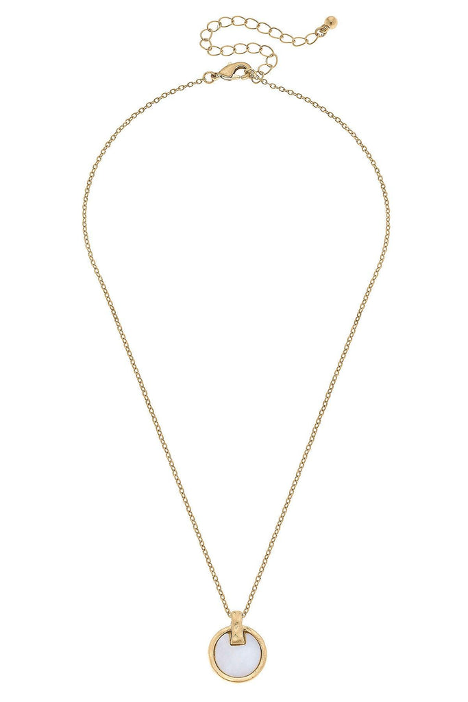 Mariana Pearl Delicate Disc Necklace in Mother of Pearl - Canvas Style