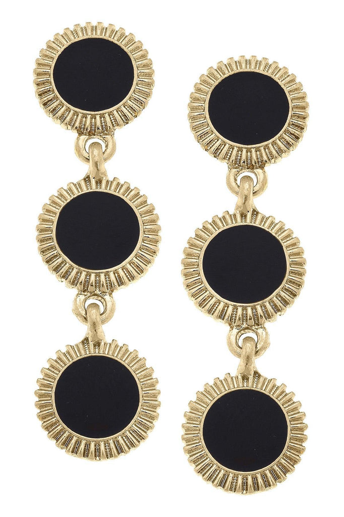 Mary Brian Enamel Disc Earrings in Black - Canvas Style