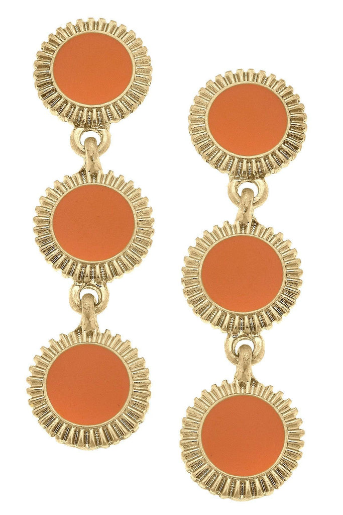 Mary Brian Enamel Disc Earrings in Orange - Canvas Style