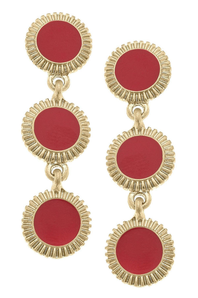 Mary Brian Enamel Disc Earrings in Red - Canvas Style