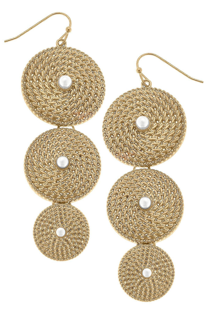 Mary Rope Coil & Pearl Drop Earrings in Worn Gold - Canvas Style