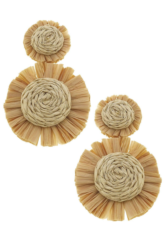 Maui Raffia Statement Earrings in Natural - Canvas Style