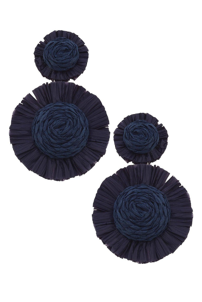 Maui Raffia Statement Earrings In Navy - Canvas Style