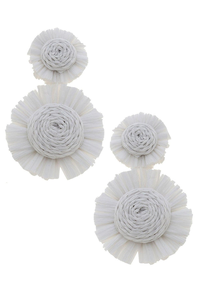 Maui Raffia Statement Earrings In White - Canvas Style