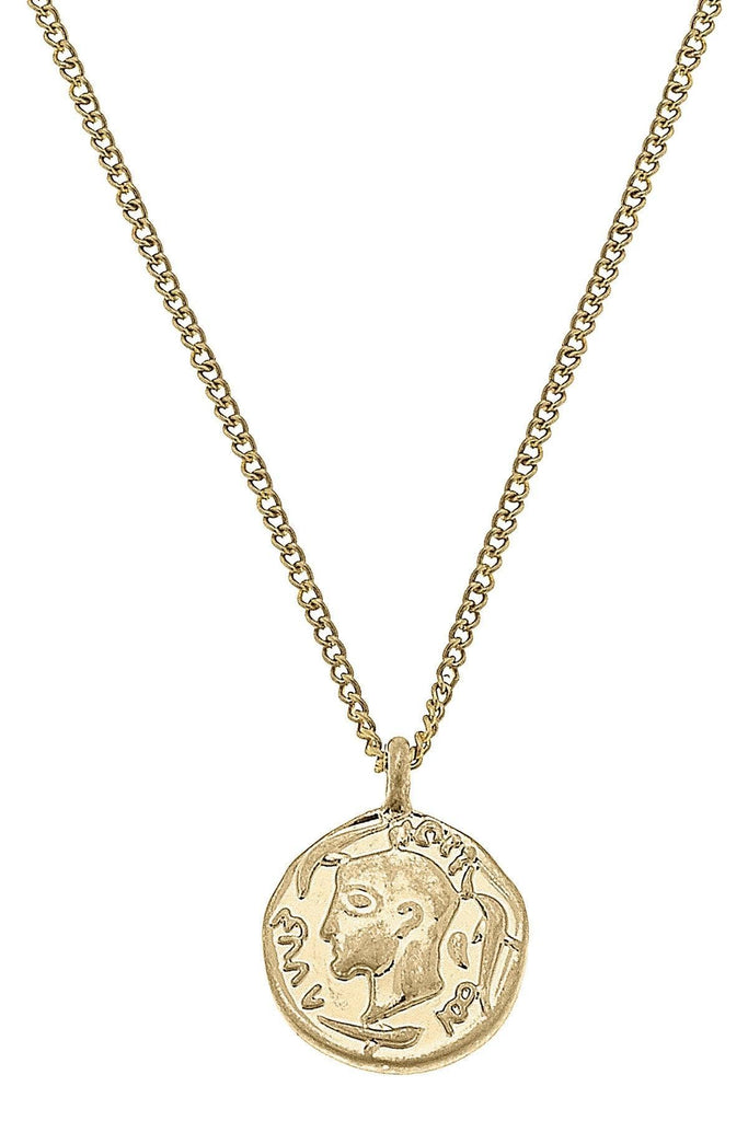 McKenna Delicate Coin Necklace in Worn Gold - Canvas Style