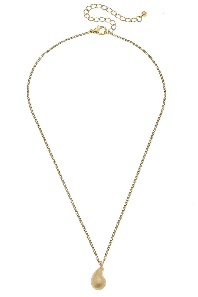 McKenna Delicate Teardrop Necklace in Worn Gold - Canvas Style