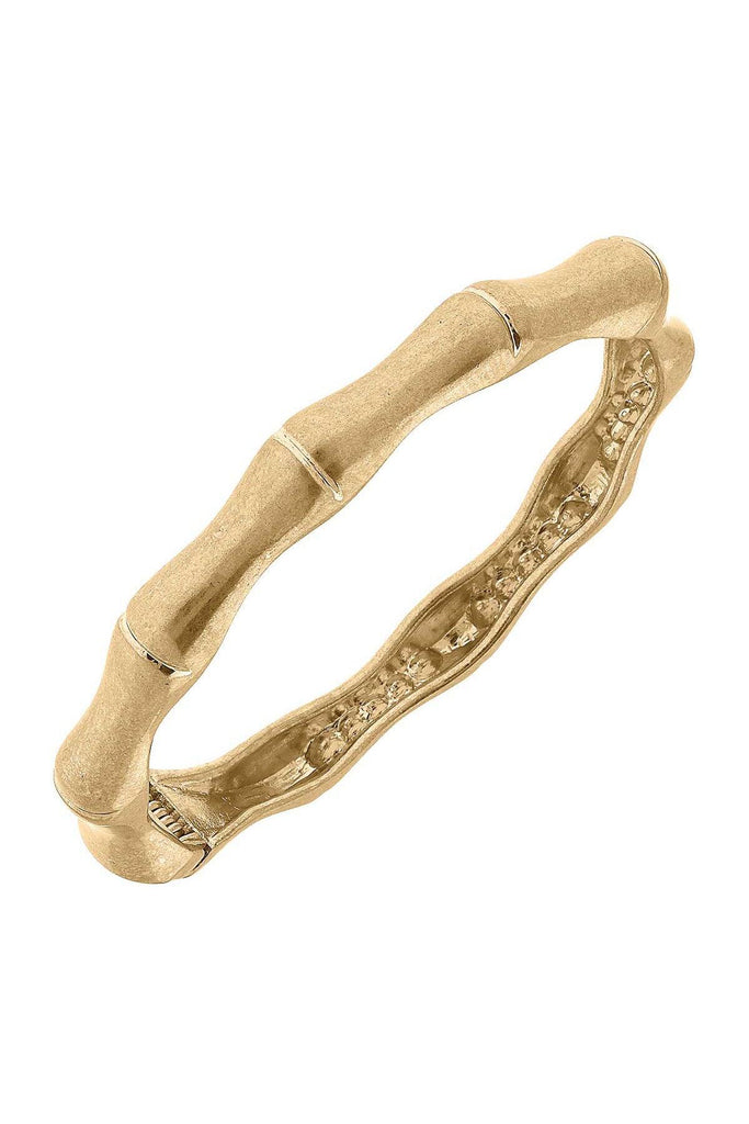 Mia Bamboo Latch Bangle in Worn Gold - Canvas Style