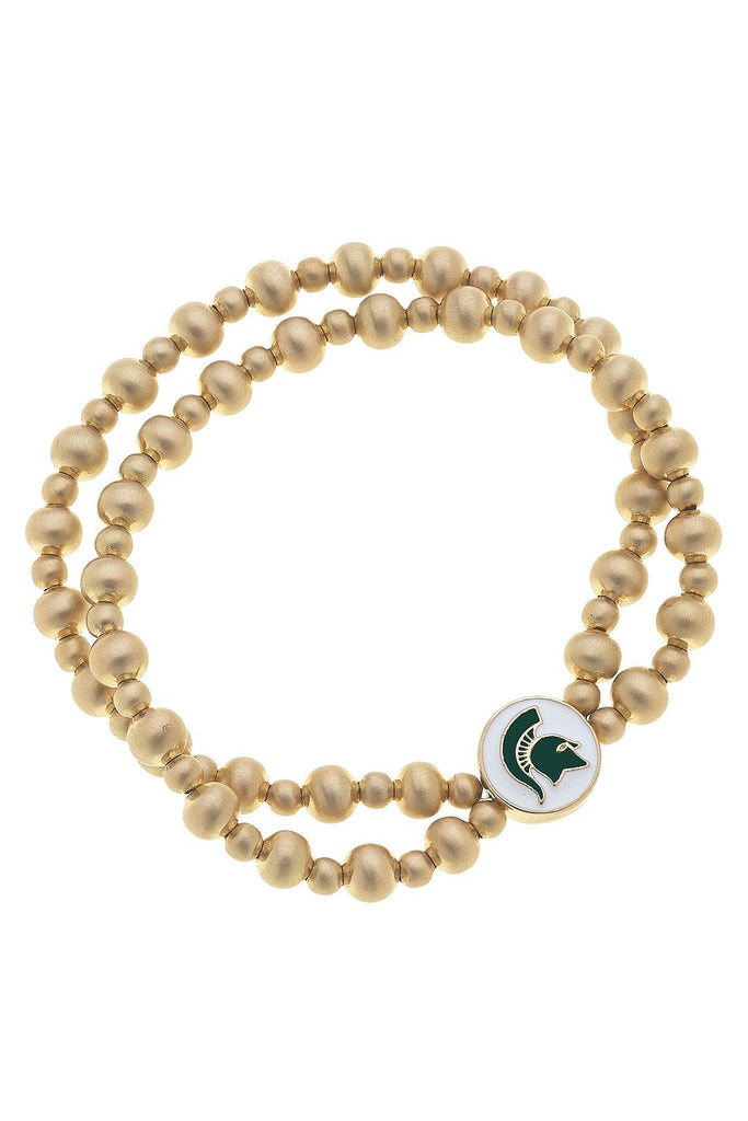 Michigan State Spartans 2-Row Ball Bead Stretch Bracelet - Canvas Style