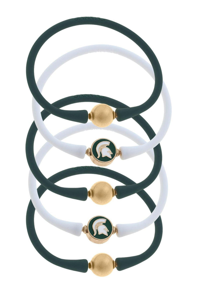 Michigan State Spartans 24K Gold Plated Bali Bracelet Stack (Set of 5) - Canvas Style