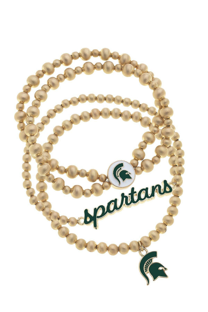 Michigan State Spartans Ball Bead Stretch Bracelet Stack - Canvas Style