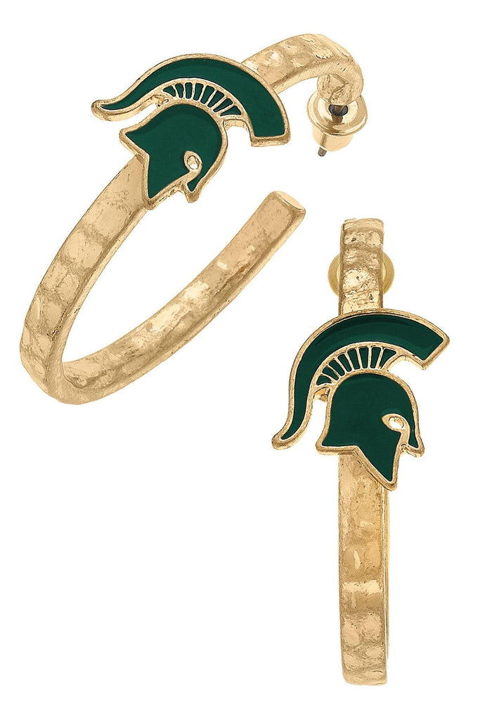 Michigan State Spartans Enamel Logo Hoop Earrings - Canvas Style